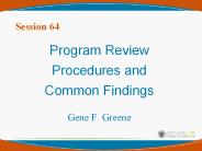 Program Review Procedures and Common Findings