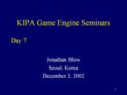 KIPA Game Engine Seminars