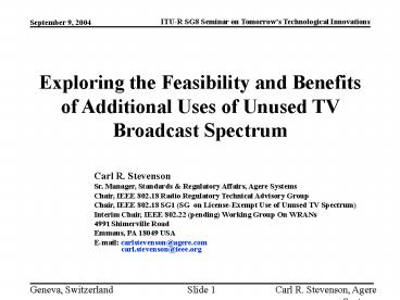 SG8 Presentation on Tomorrow's Technological Innovations