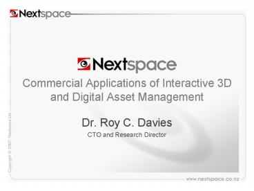 Commercial Applications of Interactive 3D and Digital Asset Management