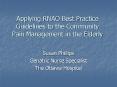 Applying RNAO Best Practice Guidelines to the Community Pain Management in the Elderly PowerPoint PPT Presentation