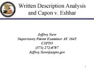 Written Description Analysis and Capon v' Eshhar