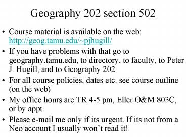 Geography 202 section 502