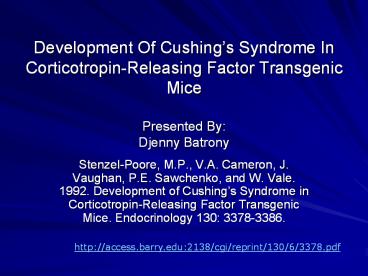 Development Of Cushing