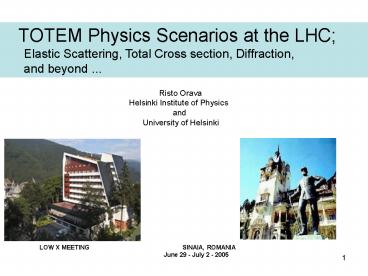 TOTEM Physics Scenarios at the LHC;
