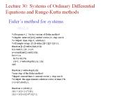 Lecture 30: Systems of Ordinary Differential