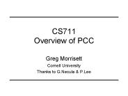 CS711 Overview of PCC