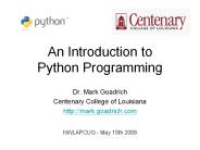 An Introduction to Python Programming
