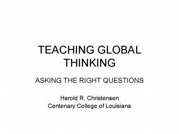 TEACHING GLOBAL THINKING