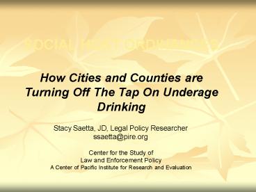 SOCIAL HOST ORDINANCES