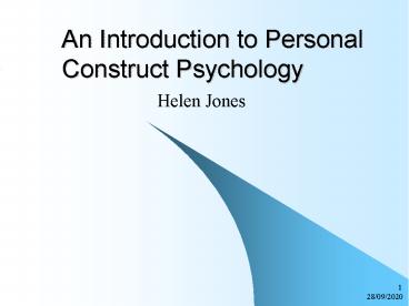 An Introduction to Personal Construct Psychology