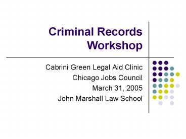 Criminal Records Workshop