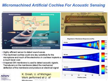 Micromachined Artificial Cochlea For Acoustic Sensing