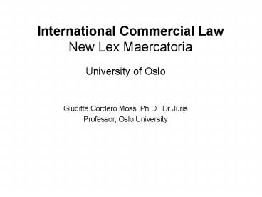 International Commercial Law New Lex Maercatoria