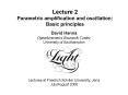 Lecture 2 Parametric amplification and oscillation: Basic principles PowerPoint PPT Presentation