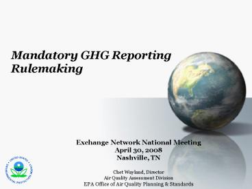 Mandatory GHG Reporting Rulemaking