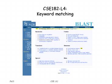 CSE182-L4: Keyword matching