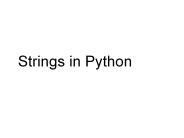 Strings in Python