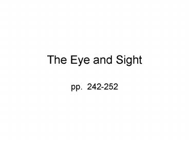 The Eye and Sight