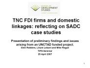 TNC FDI firms and domestic linkages: reflecting on SADC case studies