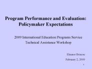 Program Performance and Evaluation: Policymaker Expectations