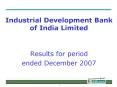 Industrial Development Bank of India Limited PowerPoint PPT Presentation