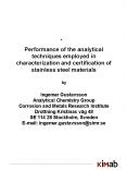 Performance of the analytical techniques employed in characterization and certification of stainless steel materials by Ingemar Gustavsson Analytical Chemistry Group Corrosion and Metals Research Institute Drottning Kristinas v PowerPoint PPT Presentation