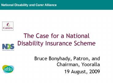 The Case for a National Disability Insurance Scheme