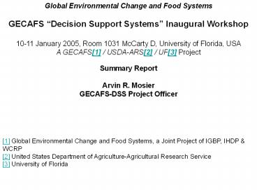 Global Environmental Change and Food Systems