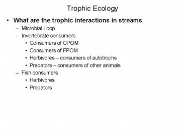 Trophic Ecology
