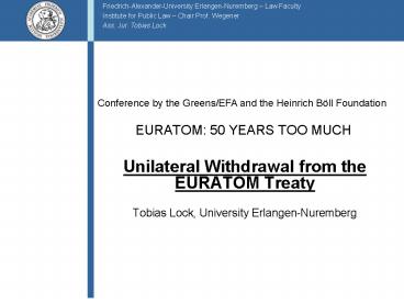 EURATOM: 50 YEARS TOO MUCH