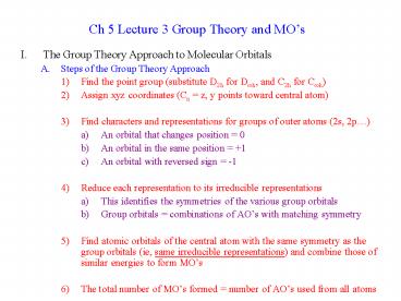 Ch 5 Lecture 3 Group Theory and MOs