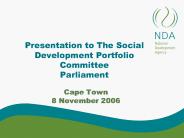 Presentation to The Social Development Portfolio Committee Parliament