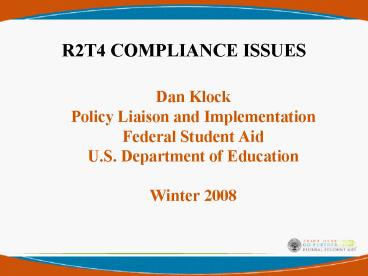 R2T4 COMPLIANCE ISSUES