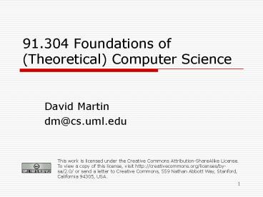 91'304 Foundations of Theoretical Computer Science