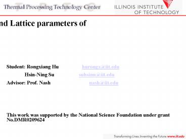 Enthalpies of formation and Lattice parameters of