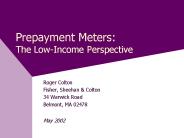 Prepayment Meters: The Low-Income Perspective