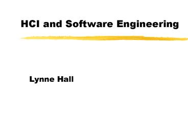 HCI and Software Engineering