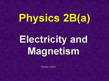 Physics 2Ba