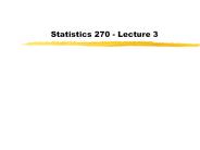 Statistics 270 - Lecture 3