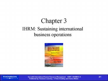 IHRM: Sustaining international business operations