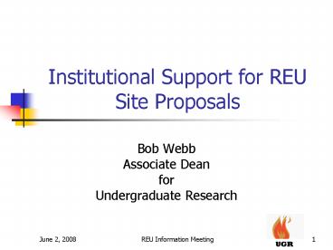 Institutional Support for REU Site Proposals