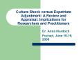 Culture Shock versus Expatriate Adjustment: A Review and Appraisal' Implications for Researchers and PowerPoint PPT Presentation