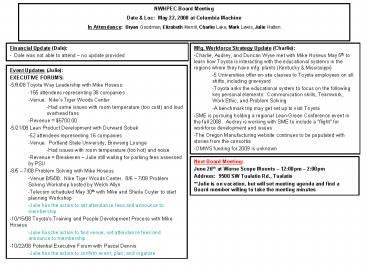 NWHPEC Board Meeting