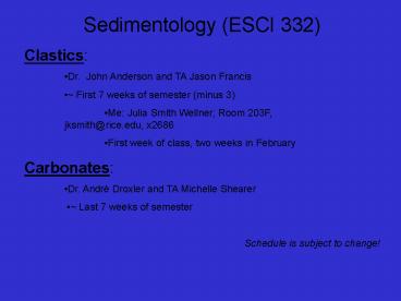 Sedimentology ESCI 332