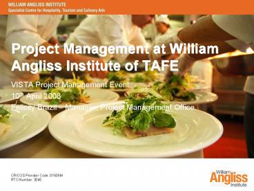 Project Management at William Angliss Institute of TAFE