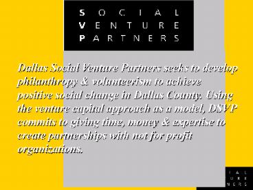 Dallas Social Venture Partners seeks to develop philanthropy