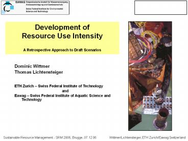Development of Resource Use Intensity A Retrospective Approach to Draft Scenarios