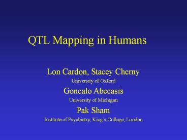 QTL Mapping in Humans