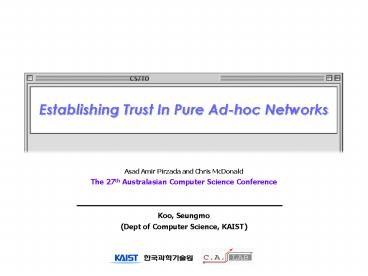 Establishing Trust In Pure Adhoc Networks